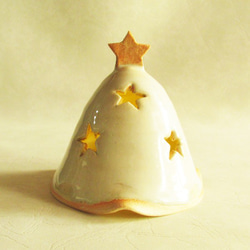 藁灰釉ミニクリスマスツリー　LEDキャンドルライト付　CT-1　陶器/クリスマス/ライトアップ/藁灰釉 1枚目の画像