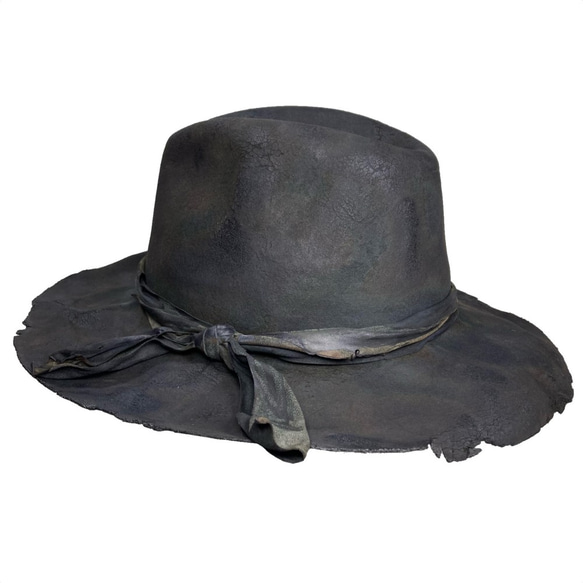 【三角帽】燒焦炭狀深灰色中折帽 第6張的照片