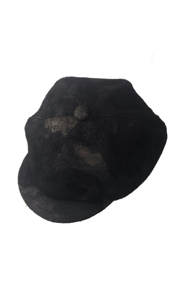 【Triangles Hat 】ブラックレザーのブリーチキャスケット（予約商品） 4枚目の画像