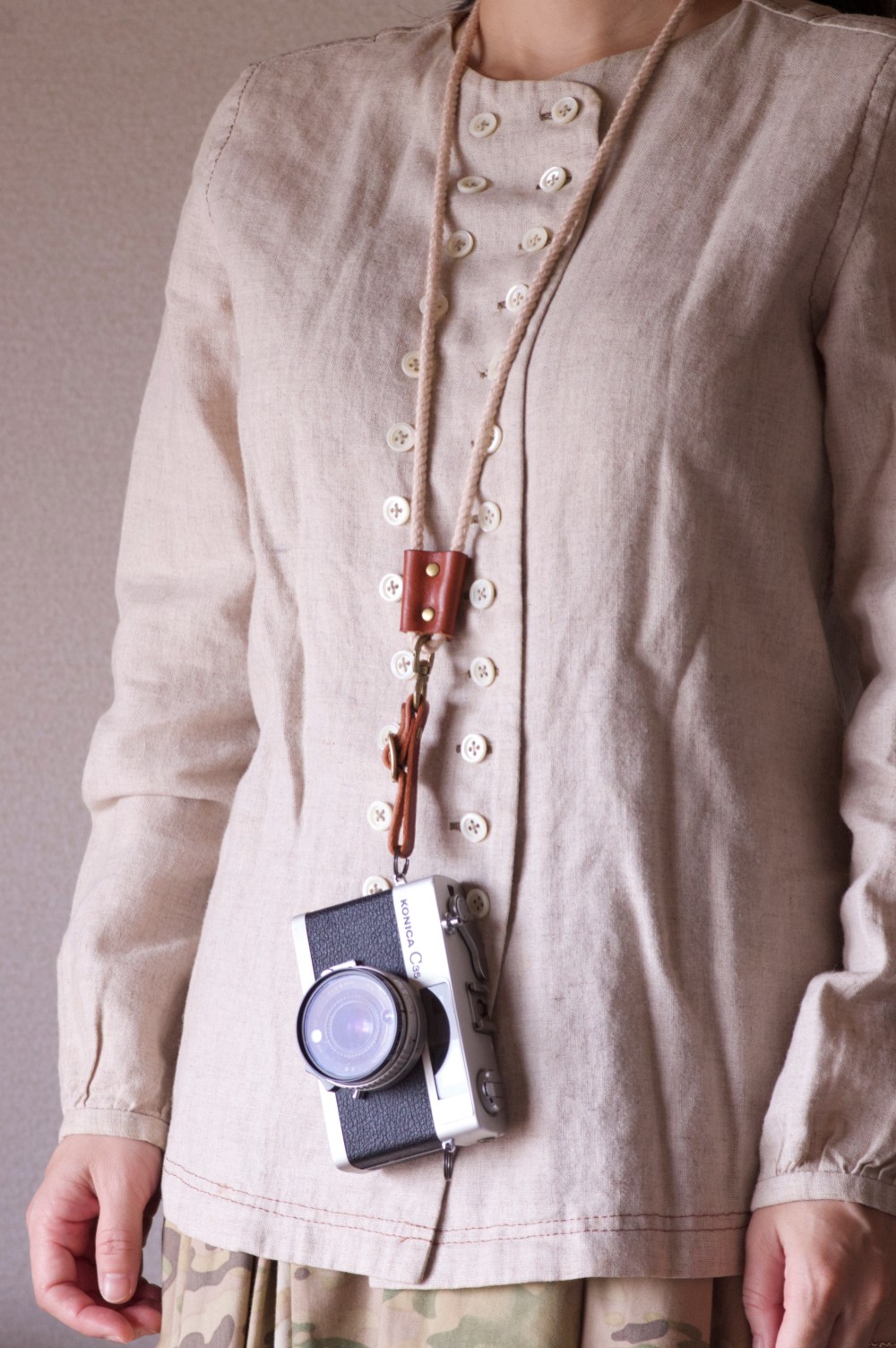 Rope tie2 カメラストラップ （べ−ジュ）[受注生産]