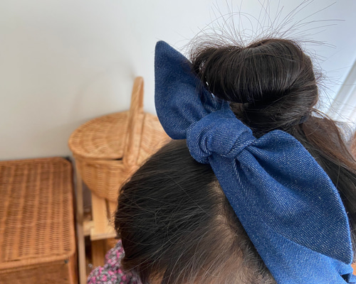 【希少】KAPITAL 伸縮 デニム リボン カチューシャ ヘアバンド 希少】KAPITAL 伸縮 デニム リボン カチューシャ ヘアバンド