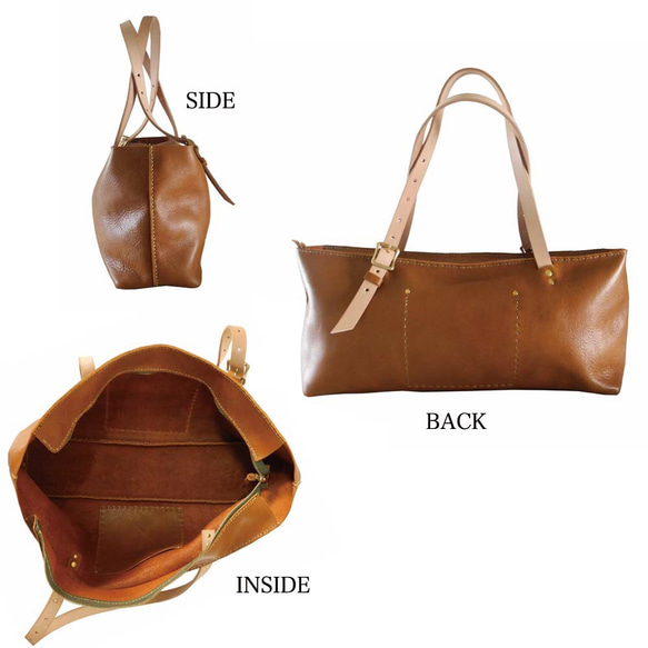&quot;slowH&quot; &quot;Fifteen&quot; leather tote bag/BROWN &lt 第2張的照片