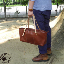 &quot;slowH&quot; &quot;Fifteen&quot; leather tote bag/BROWN &lt 第3張的照片