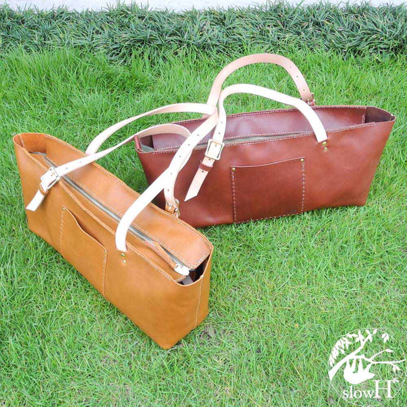 &quot;slowH&quot; &quot;Fifteen&quot; leather tote bag/BROWN &lt 第5張的照片