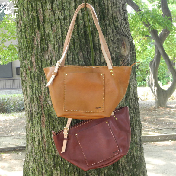 &quot;slowH&quot; &quot;Sixteen&quot; leather tote bag/BROWN &lt 第4張的照片
