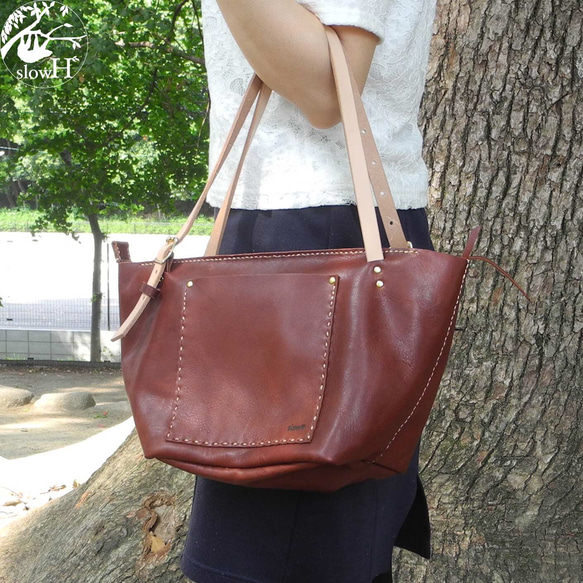 &quot;slowH&quot; &quot;Sixteen&quot; leather tote bag/BROWN &lt 第5張的照片