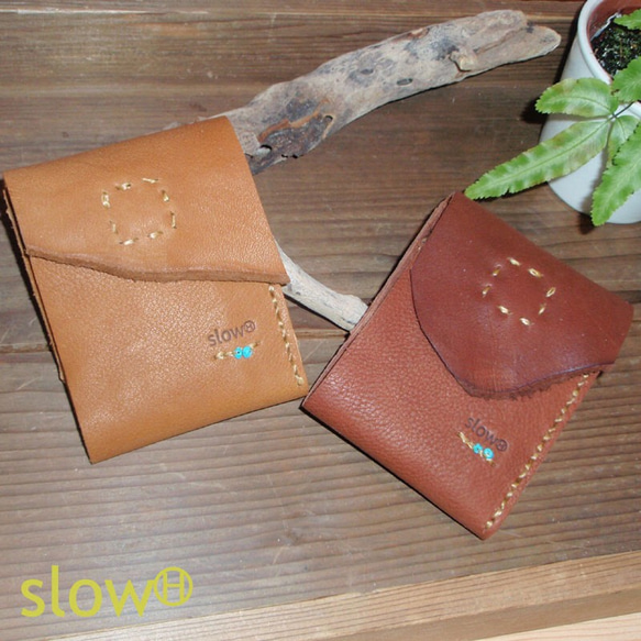 「slowH」レザーウォレット『Half Wallet』CAMEL〈スロウエイチ、本革財布、ナチュラル〉 7枚目の画像