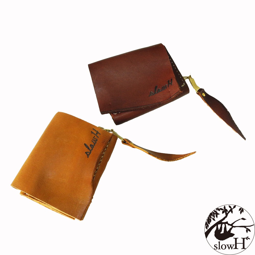 「slowH」レザーウォレット『BellowsHalf』CAMEL〈スロウエイチ、折財布、本革財布、ナチュラル〉