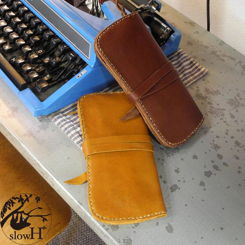 「slowH」『Patina』CAMEL〈レザーウォレット、シンプル、ナチュラル、スロウエイチ〉