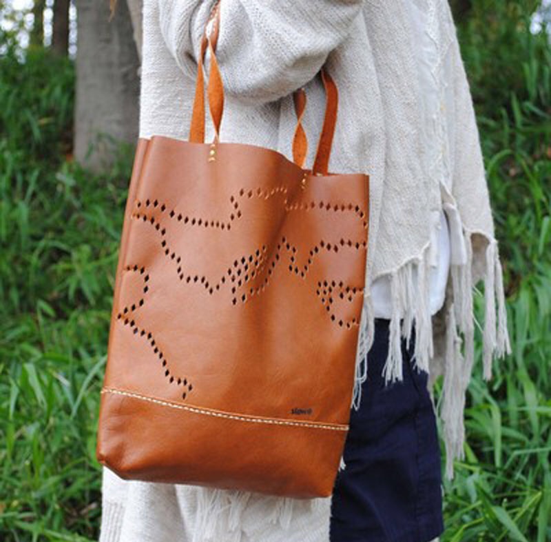 「slowH」『KomorebiBag H』トートバッグ/CAMEL〈本革、ナチュラル、エコバッグ〉