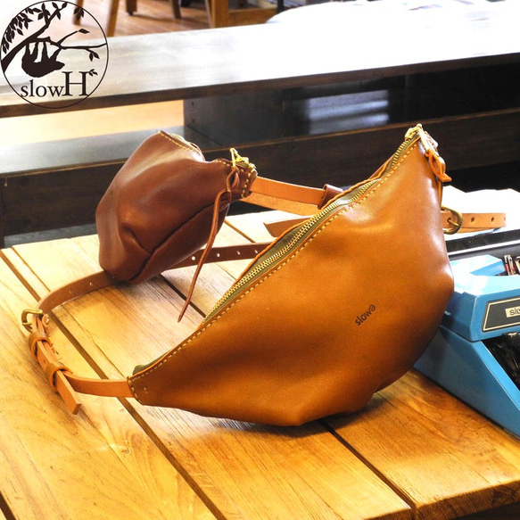「slowH」『Spoon』ミニショルダーバッグ/CAMEL〈ウエストバッグ、本革、ナチュラル、男女兼用〉 皮、革、レザー I1224261050(9295円)