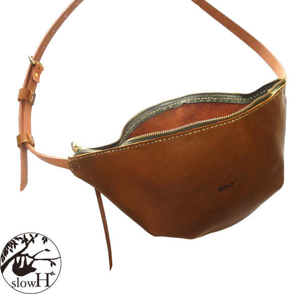 「slowH」『Spoon』ミニショルダーバッグ/CAMEL〈ウエストバッグ、本革、ナチュラル、男女兼用〉 皮、革、レザー I1224261050(9295円)