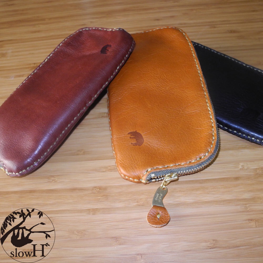「slowH」本革手縫長財布『Heidi』CAMEL〈ナチュラル、かわいい、レザーウォレット、スロウエイチ〉