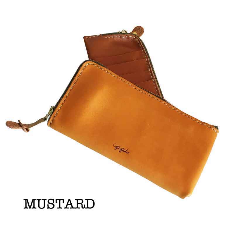 「ippi」『Missile』MUSTARD〈ロングウォレット、財布、本革、ナチュラル、カード入れ〉