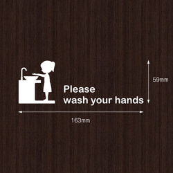 キュートな「Please wash your hands」ステッカー 手を洗って コロナ対策 除菌 かわいい シール 2枚目の画像