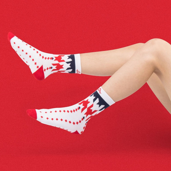 Neo-classic系列Old Fashioned男女中筒運動襪 紅白色 第1張的照片