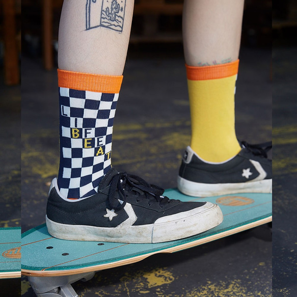 加州系列Half Plaid格紋印花襪 男女尺寸 第2張的照片