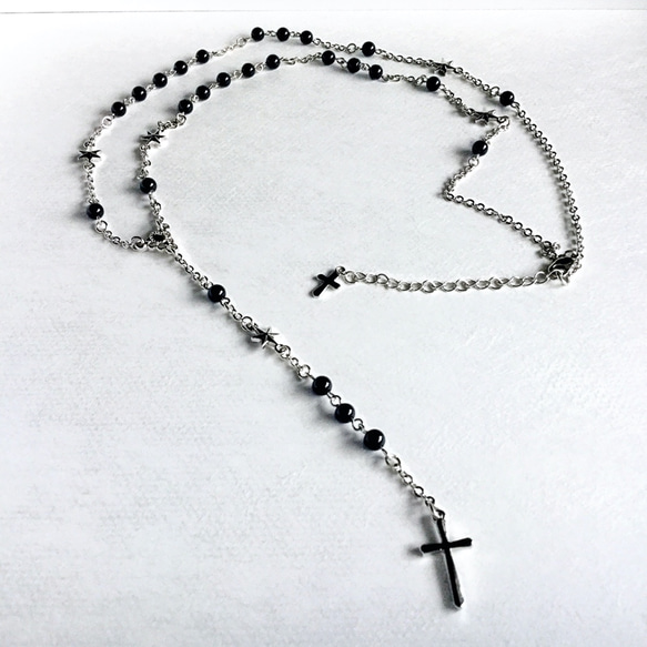 小粒オニキスのスターライトロザリオ ネックレス・ペンダント ㅤ