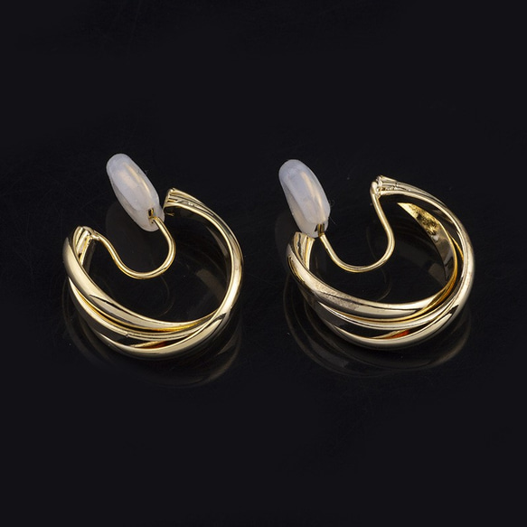 耳環流行無痛金箍可愛 20 毫米厚三重螺旋耳環 第10張的照片