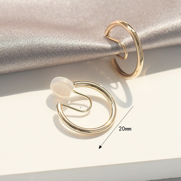 流行耳環金色可愛簡約無痛圈 20 毫米厚螺旋耳環漩渦 第10張的照片