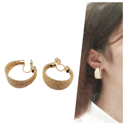 イヤリング ゴールド 大きめ メッシュ 痛くない ピアス風