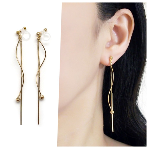 ✨大切にして✨①イヤリング価格となっております ゴールドイヤリング-ロングバーノンホールピアス-人気痛くない揺れる