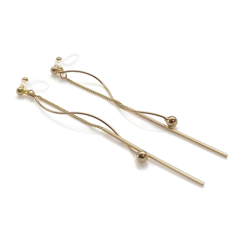 No.1118 ゴールドスパイラルロングピアス大ぶりイヤリング