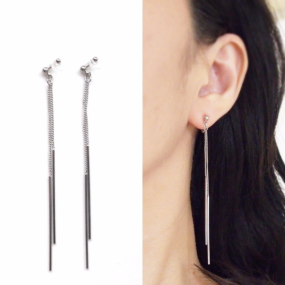 #826 再販 シルバー ネイビー チェーン ハンドメイド ピアス イヤリング 826 再販 シルバー ネイビー チェーン ハンドメイド ピアス