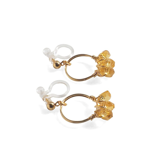 [天然石黃色黃水晶耳環]抗刺耳環，如穿孔無孔耳環，不傷人氣 第7張的照片