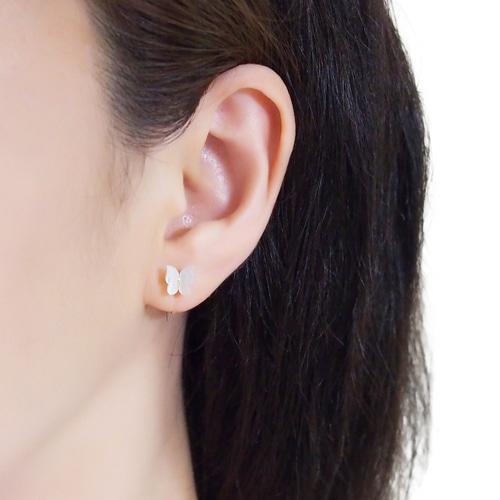 マザーオブパール ノンホールピアス 痛くない 白蝶貝 蝶々 イヤリング