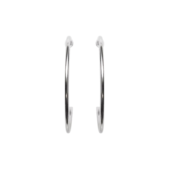 無痛耳環 Like Earrings Simple Silver 30mm Hoop Non-Pieced Earrings R 第6張的照片