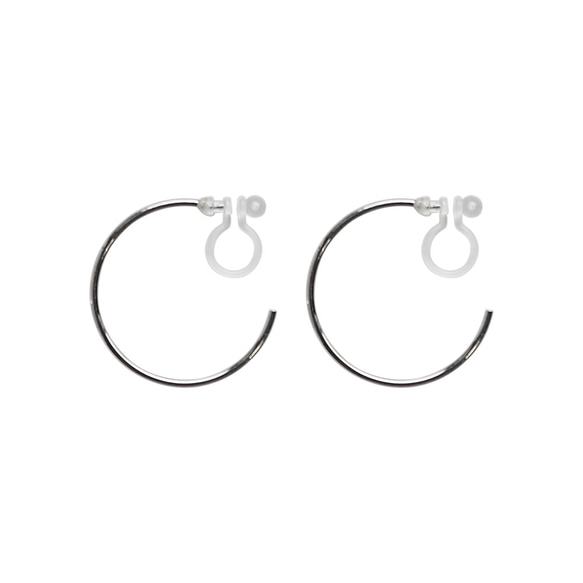 無痛耳環 Like Earrings Simple Silver 30mm Hoop Non-Pieced Earrings R 第8張的照片