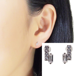 類穿孔銀CZ棒樹脂耳環無痛立方氧化鋯棒非穿孔耳環 第1張的照片