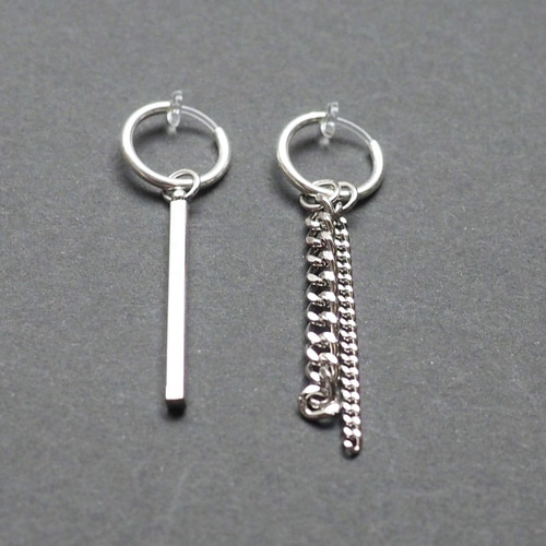 メンズイヤリング/BTS人気痛くないシルバーチェーンノンホールフェイク