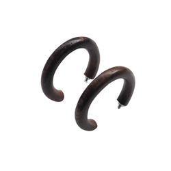 棕色木圈式耳環/無孔耳環/木質/樹脂耳環/棕色/ MiyabiGrace 第3張的照片