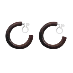 棕色木圈式耳環/無孔耳環/木質/樹脂耳環/棕色/ MiyabiGrace 第8張的照片