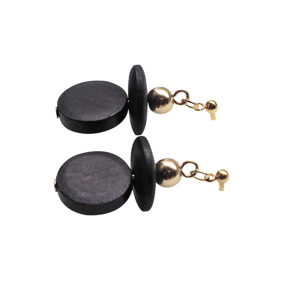 木耳環鏤空黑色木製圖案黑色無孔耳環搖擺時尚樹脂耳環 第4張的照片