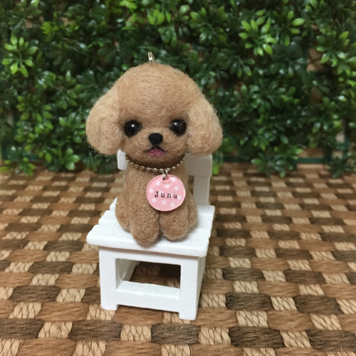 お名前プレート付き♡ワンちゃん（トイプードル）ストラップ 羊毛 
