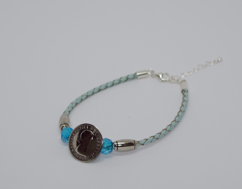 6ペンスレザーコードアンクレット　レザーケース付き（sixpence leather strap anklet）