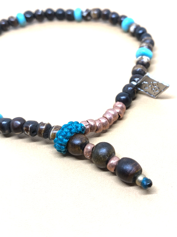 【BG】Buffalo bone & Turquoise anklet〈BG18A0018TQ-2〉アンクレット 2枚目の画像