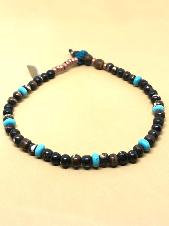 【BG】Buffalo bone & Turquoise anklet〈BG18A0018TQ-2〉アンクレット 3枚目の画像