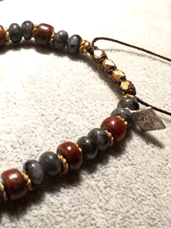 【BG】Larvikite & Reindeer horn Bracelet〈BG15B0047〉