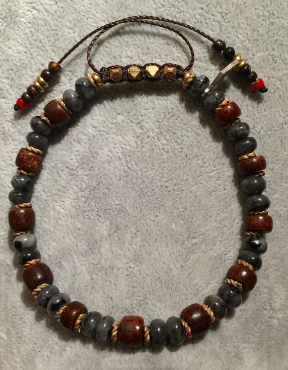 【BG】Larvikite & Reindeer horn Bracelet〈BG15B0047〉 2枚目の画像