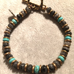 【BG】Larvikite & Turquoise Bracelet〈BG16B0009M〉 1枚目の画像