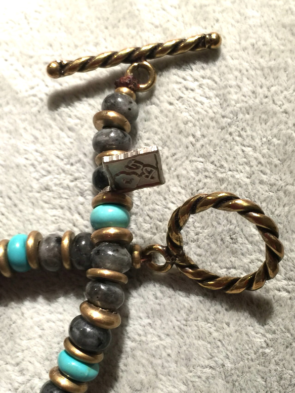 【BG】Larvikite & Turquoise Bracelet〈BG16B0009M〉 4枚目の画像