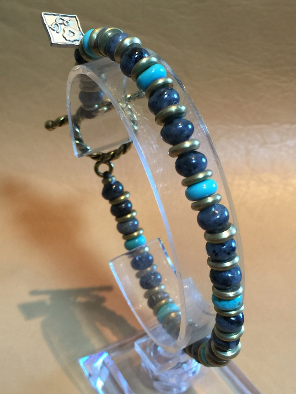 【BG】Larvikite & Turquoise Bracelet〈BG16B0009M〉 5枚目の画像