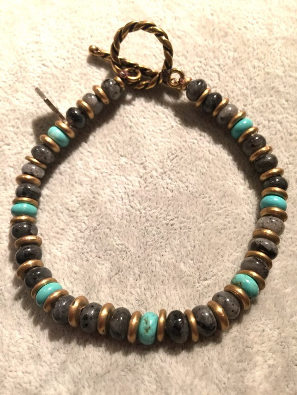 【BG】Larvikite & Turquoise Bracelet〈BG16B0009L〉 1枚目の画像