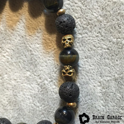 【BG】Natural stone & Skull Bracelet 〈BG16B0004〉 2枚目の画像