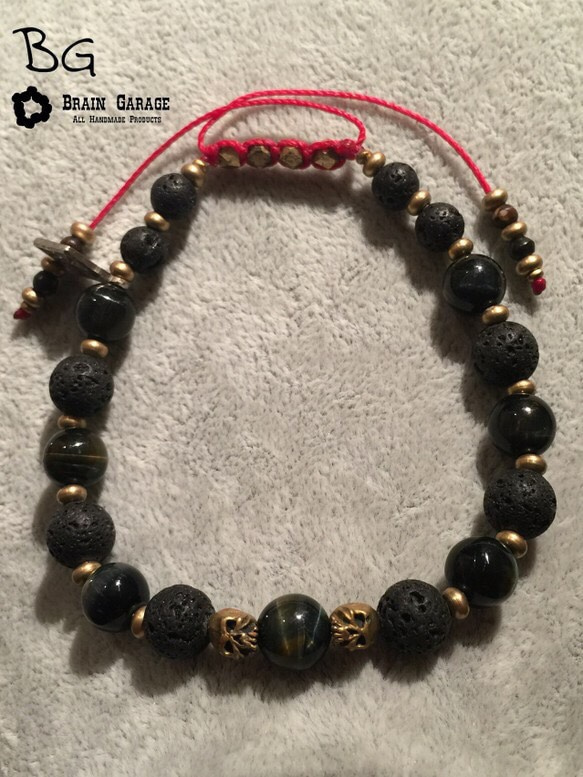 【BG】Natural stone & Skull Bracelet 〈BG16B0004〉 1枚目の画像