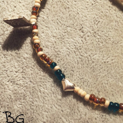 【BG】Grass beads & bone beads bracelet〈BG16B0016W〉レディースブレスレット 1枚目の画像